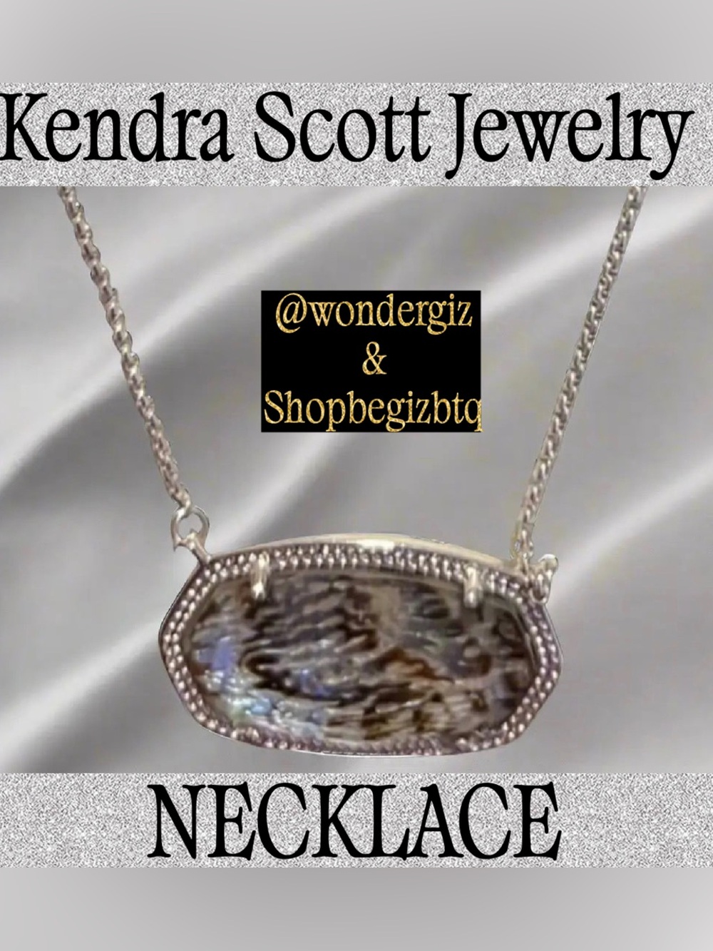 Kendra Scott Authentic Gold Pendant Necklace In Silver with Abalone Stone